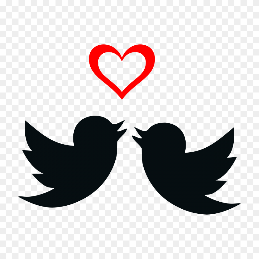 2400x2400 Two Lovebirds And Valentine's Day Heart Vector Clipart Image - Day Off Clipart