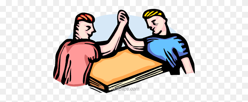 480x285 Two Men Having An Arm Wrestling Contest Royalty Free Vector Clip - Arm Wrestling Clipart