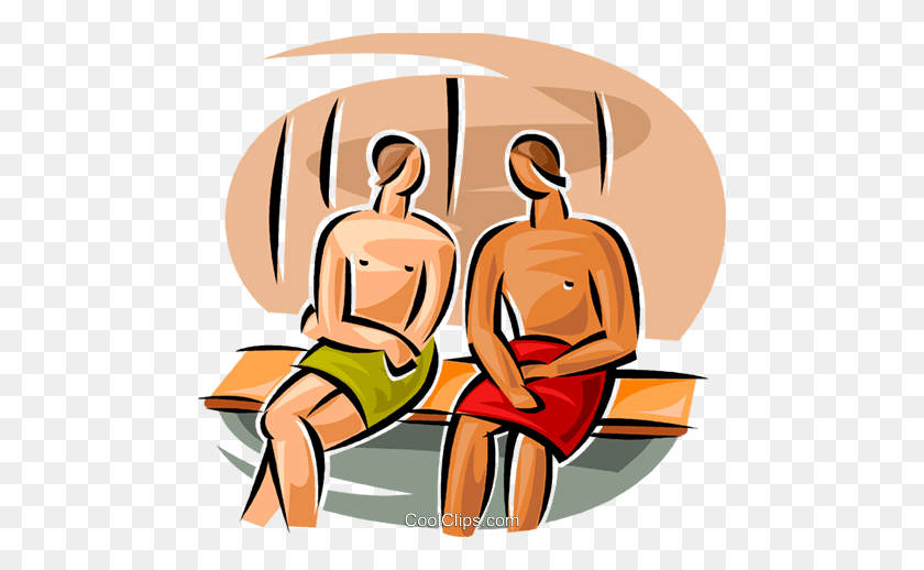 480x458 Dos Hombres Sentados En Una Sauna Royalty Free Ve - Rich Person Clipart