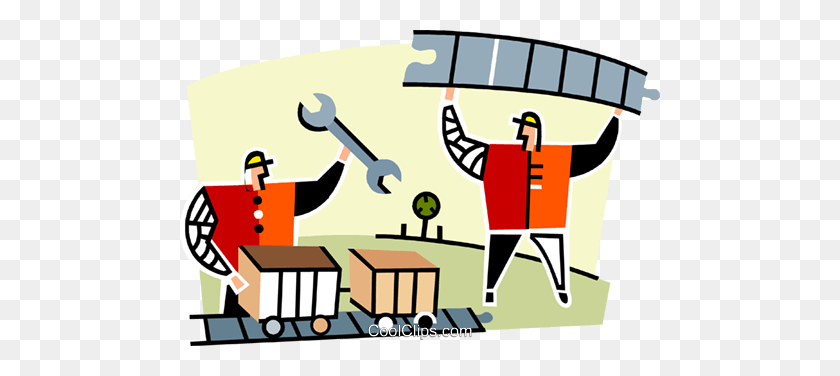 480x316 Two Men Working On The Railroad Royalty Free Vector Clip Art - Railroad Clipart