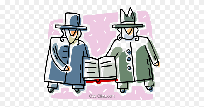 480x383 Dos Hombres Judíos Ortodoxos Sosteniendo Un Libro Libre De Regalías Clip Vectorial - Imágenes Prediseñadas Ortodoxo