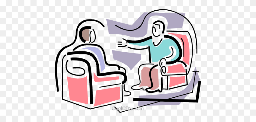 480x341 Two People Sitting In Chairs Royalty Free Vector Clip Art - Sitting In A Chair Clipart