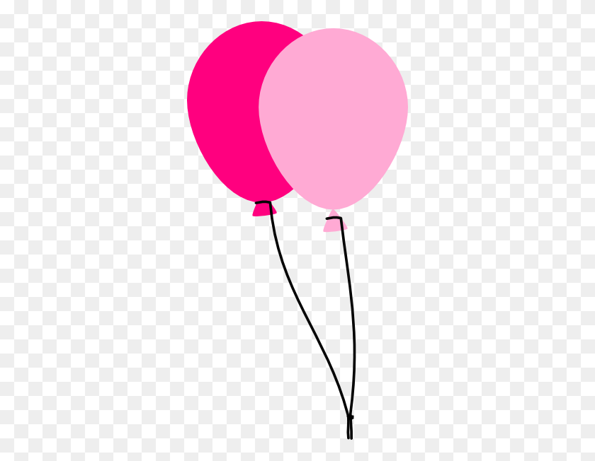 312x592 Two Pink Balloons Clip Art - Pink Balloon Clipart
