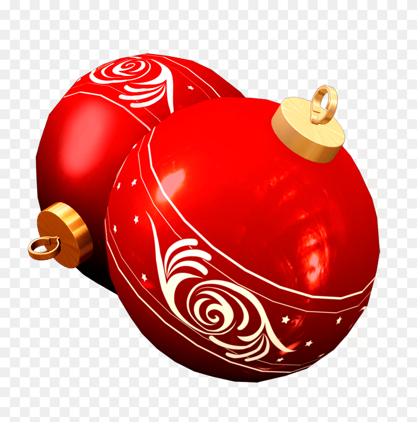 728x790 Two Red Christmas Ball Toy Png Image - Red Ball PNG