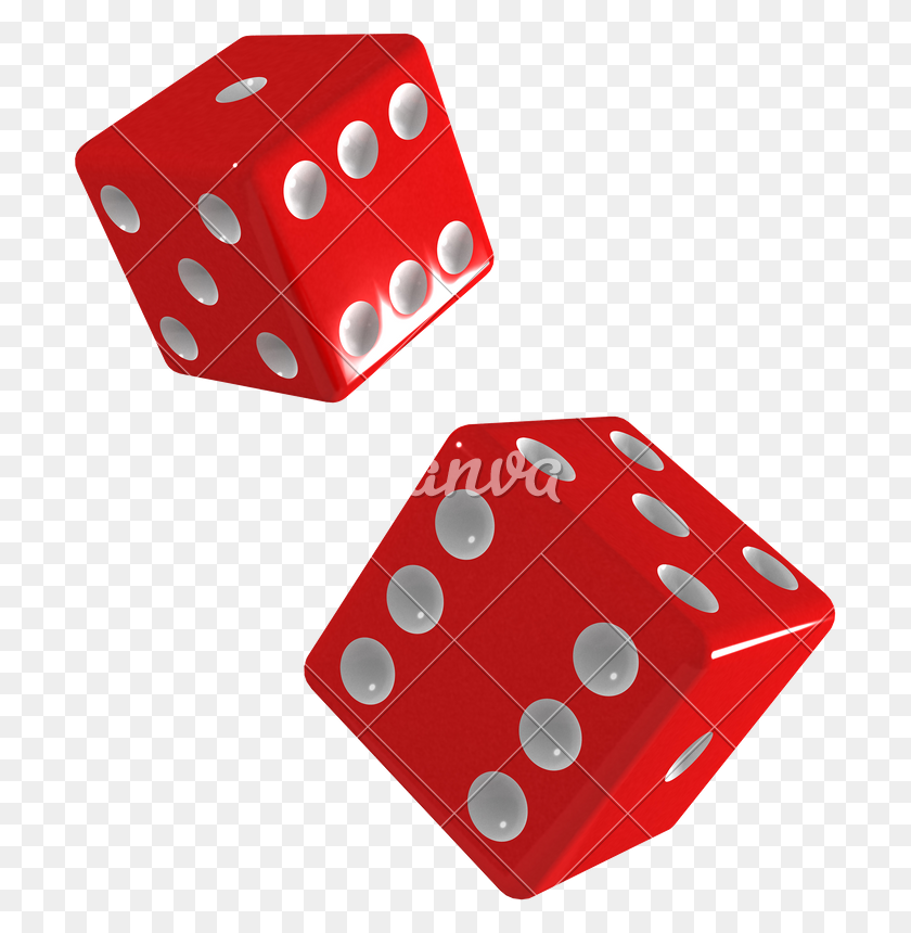 703x800 Two Red Dice - Red Dice PNG