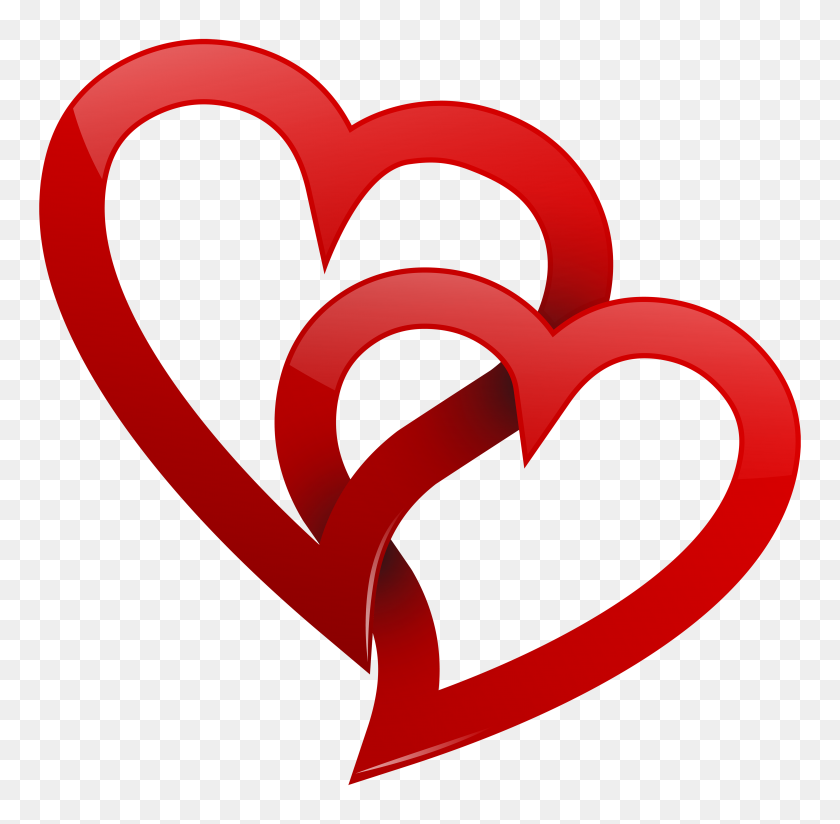 5000x4899 Two Red Hearts Png Clipart - Wedding PNG