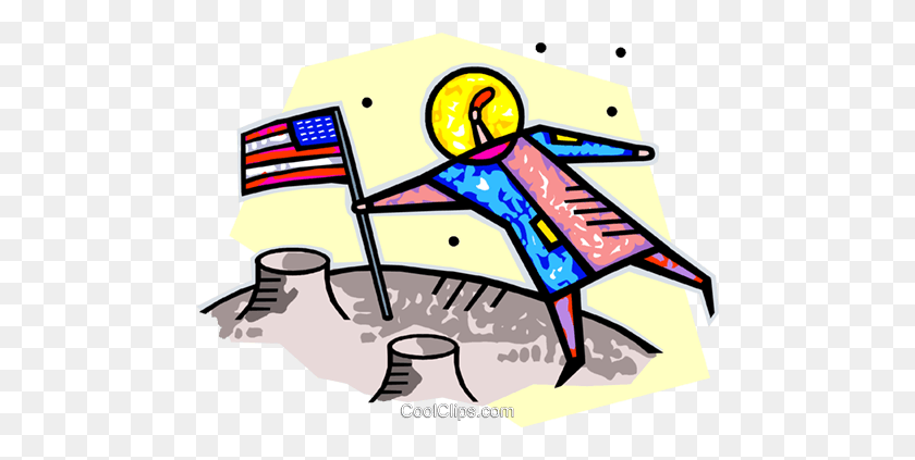 480x363 Astronauta De Los Estados Unidos En La Luna Con La Bandera