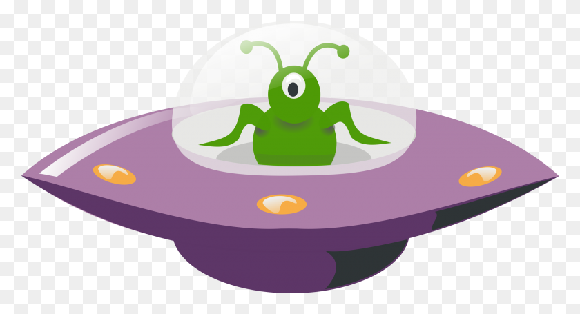2400x1218 Ufo In Cartoon Style Icons Png - Ufo PNG