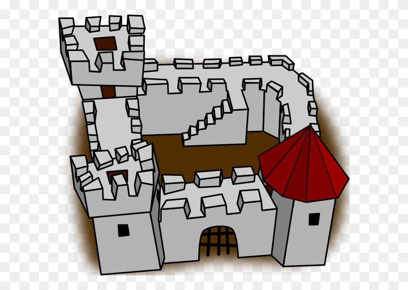 600x537 Ugly Non Perspective Cartoony Fort Fortress Stronghold Or Castle - Castle Clipart