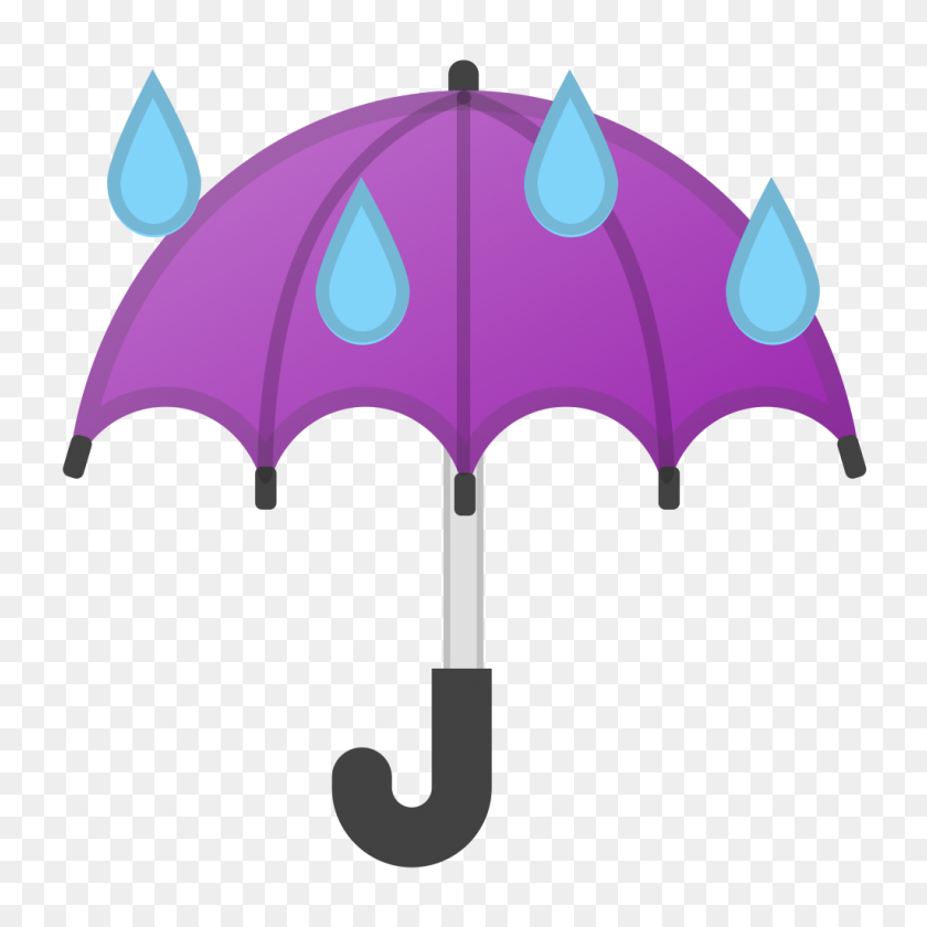1024x1024 Umbrella With Rain Drops Icon Noto Emoji Travel Places Iconset - Rain PNG
