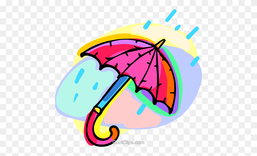480x450 Umbrella With Raindrops Royalty Free Vector Clip Art Illustration - Raindrop Clipart