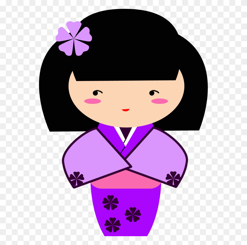575x774 Ume, Purple Kokeshi Graphic - Geisha Clipart