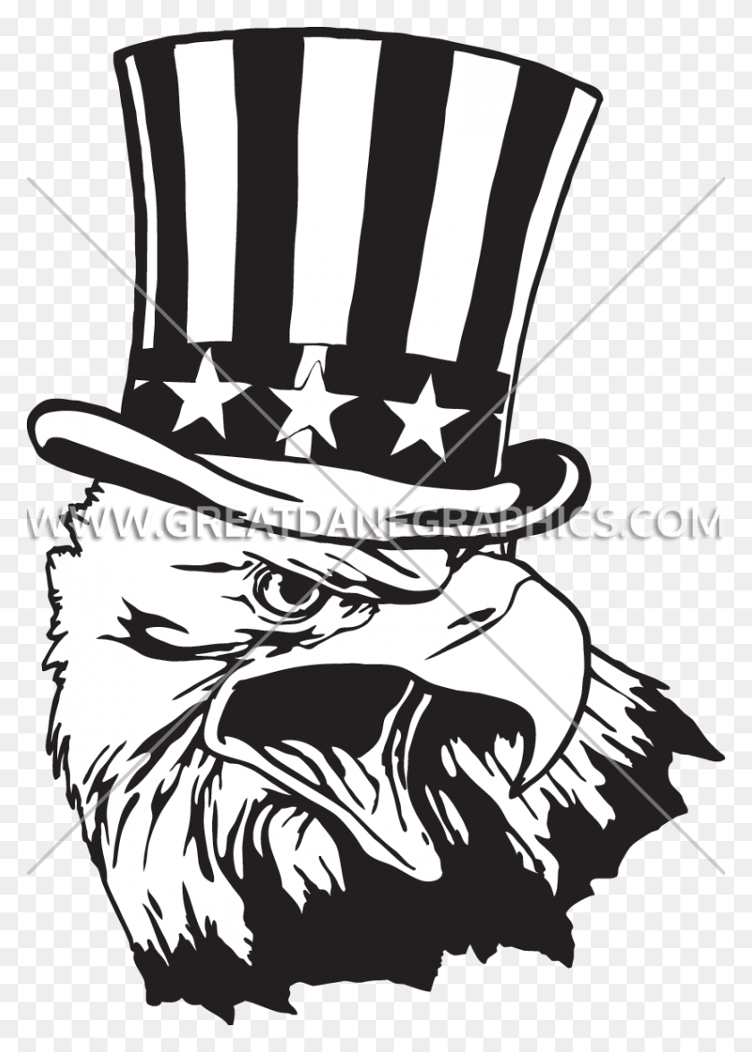 825x1181 Uncle Sam Eagle Production Ready Artwork For T Shirt Printing - Uncle Sam Clipart Black And White