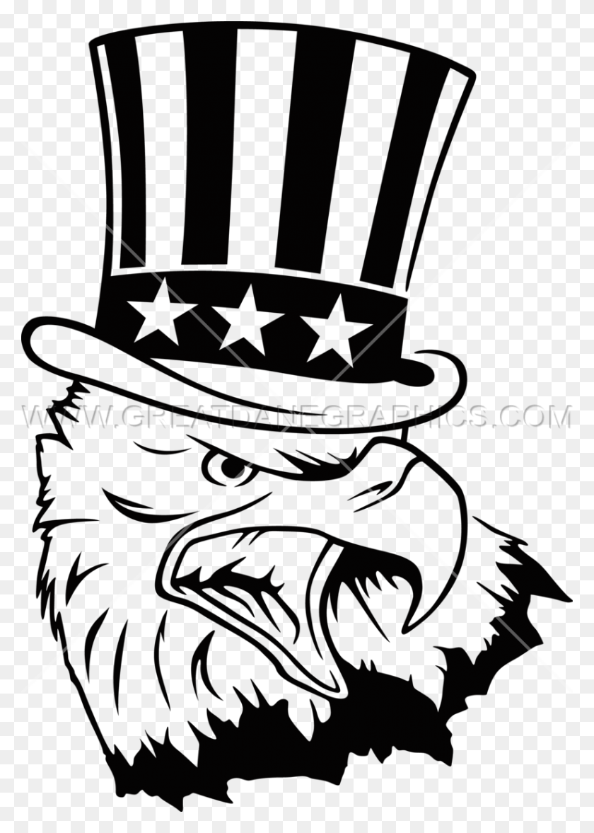825x1182 Uncle Sam Eagle Production Ready Artwork For T Shirt Printing - Eagle Head Clipart Black And White