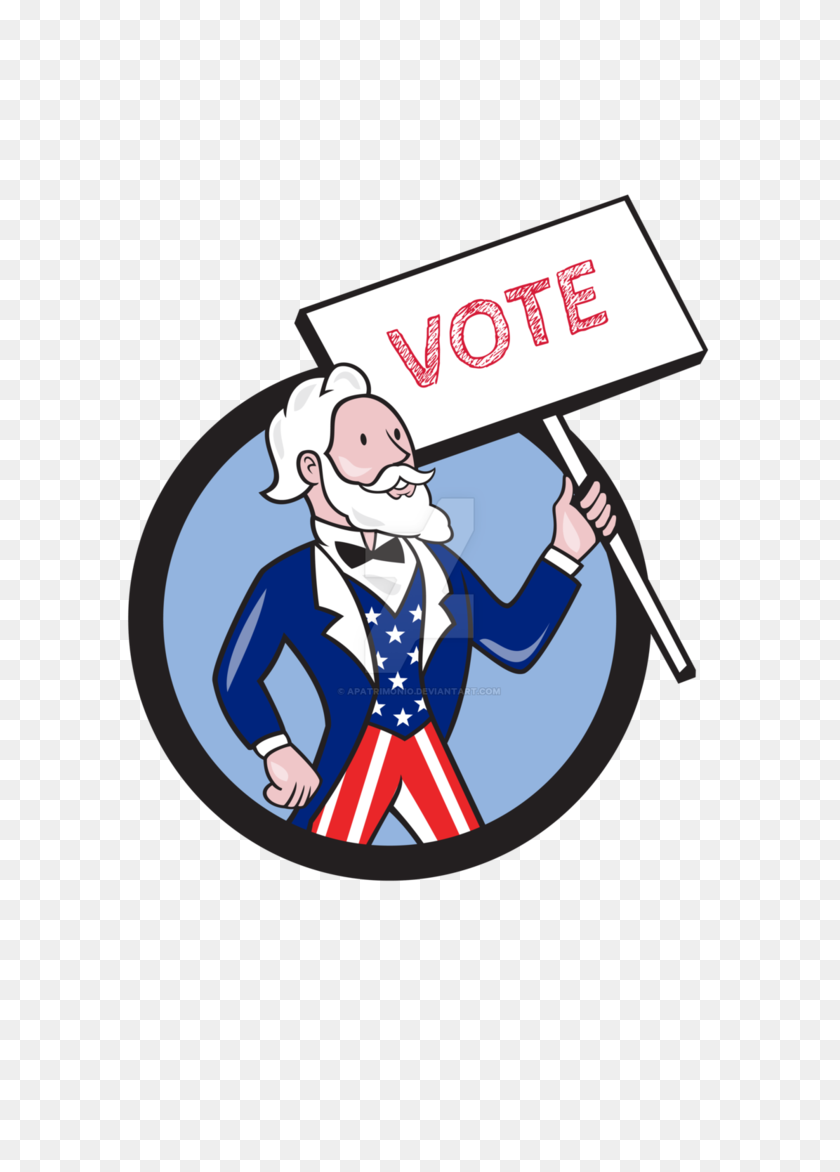 719x1112 Uncle Sam Holding Placard Vote Circle Cartoon - Uncle Sam PNG