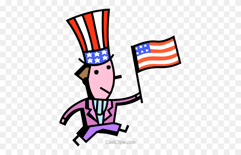 425x480 Uncle Sam With American Flag Royalty Free Vector Clip Art - Us Flag Clipart