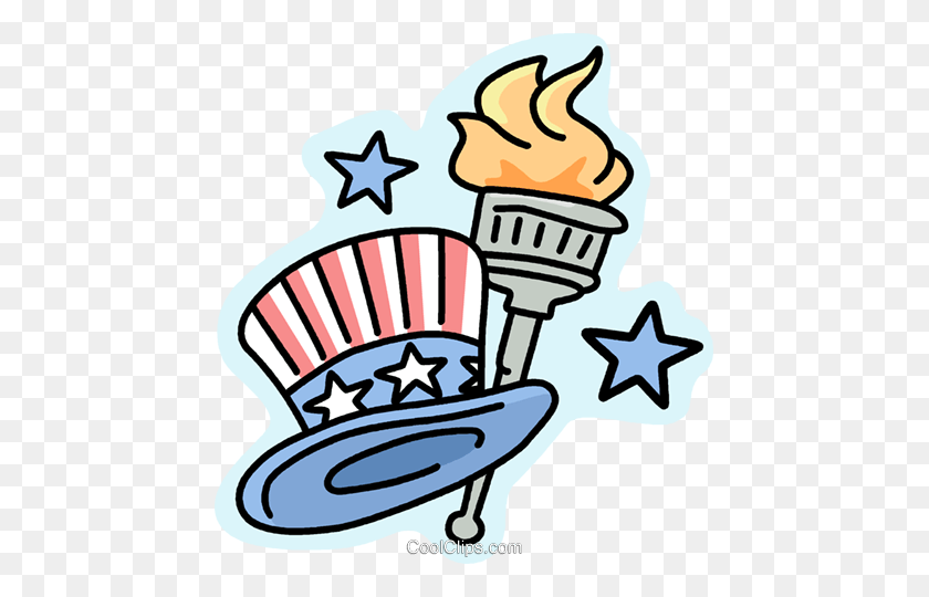 451x480 Uncle Sam's Hat And Torch Royalty Free Vector Clip Art - Uncle Sam Clipart