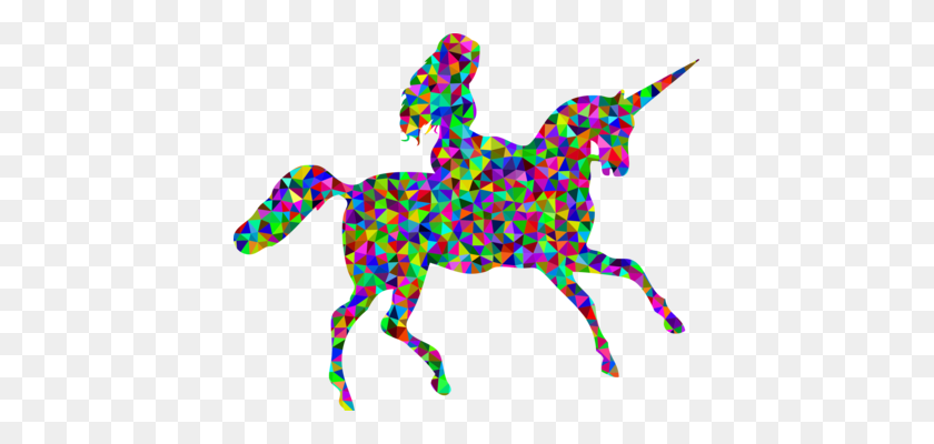 419x340 Unicorn Equestrian Horseamprider Fairy Riding - Unicorn Silhouette PNG