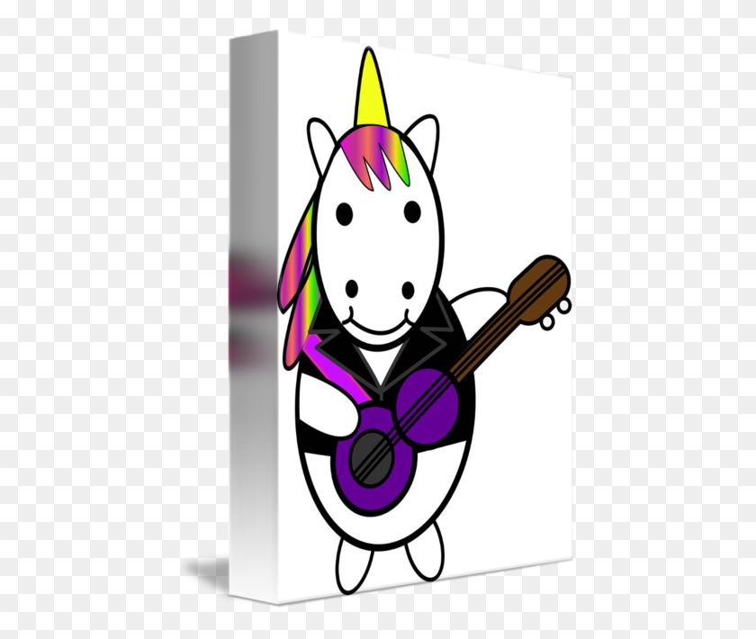 443x650 Unicorn Kawaii Punk Guitarist - Kawaii Unicorn Клипарт