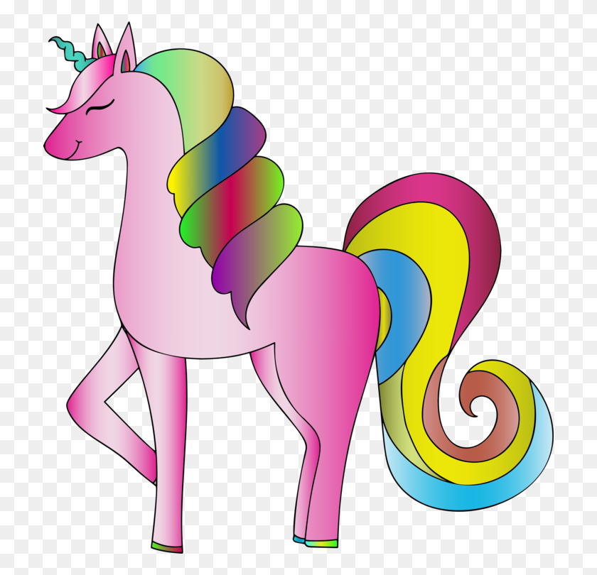 718x750 Unicorn Line Art Mane Color Cuteness - Rainbow Unicorn Clipart