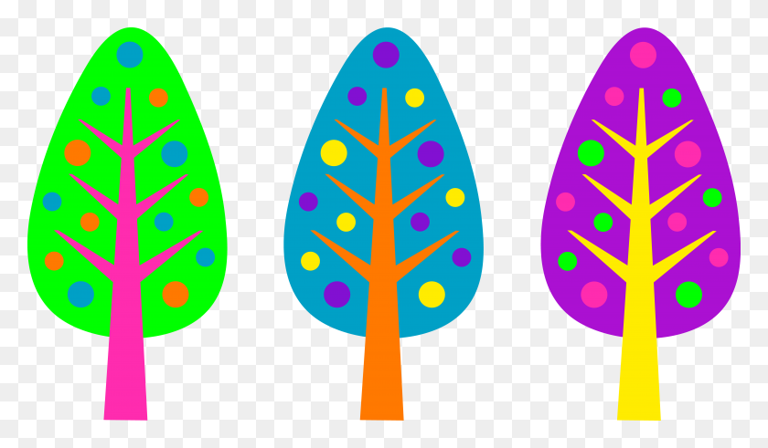 6887x3814 Unique Neon Colored Christmas Trees - Christmas Tree With Ornaments Clipart