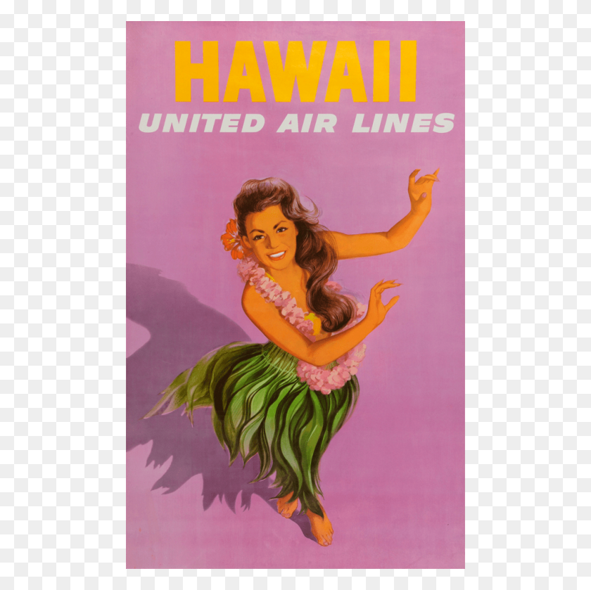 1000x1000 United Airlines Stan Galli Hawaii Chica Hula Cartel De Viaje - Chica Hula Png