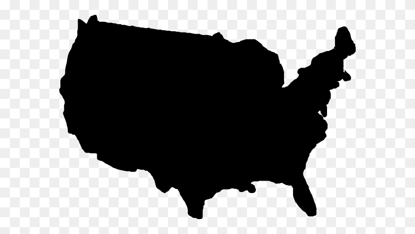 600x414 Соединенные Штаты Америки Карта Черный Картинки - Карта Клипарт Черный И Белый