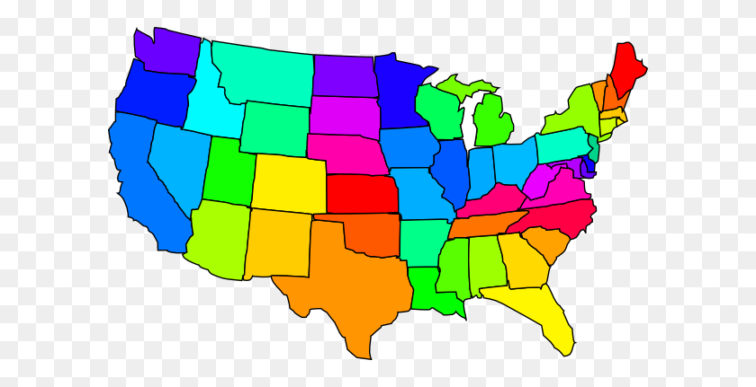 600x371 Mapa De Los Estados Unidos Clipart - Bandera Americana Clipart Png
