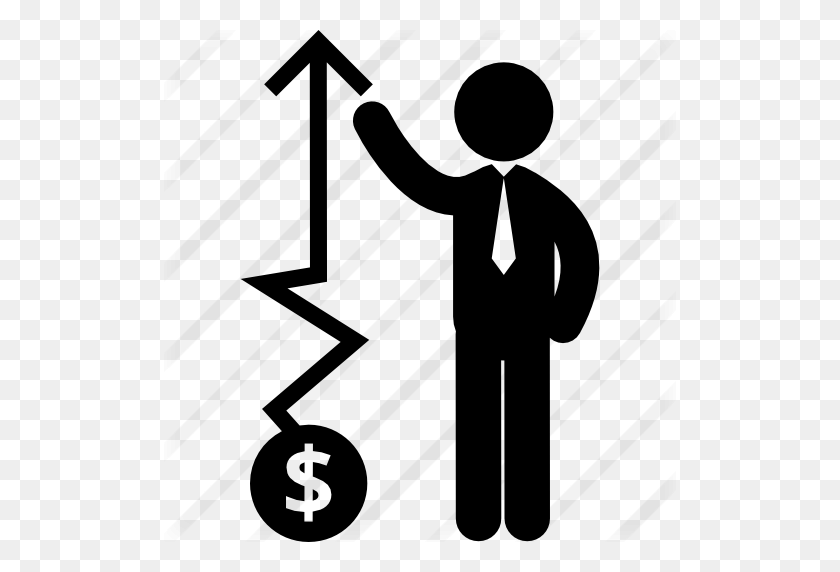 512x512 Up Arrow Of Money Incomes And Business Man - Business Icon PNG