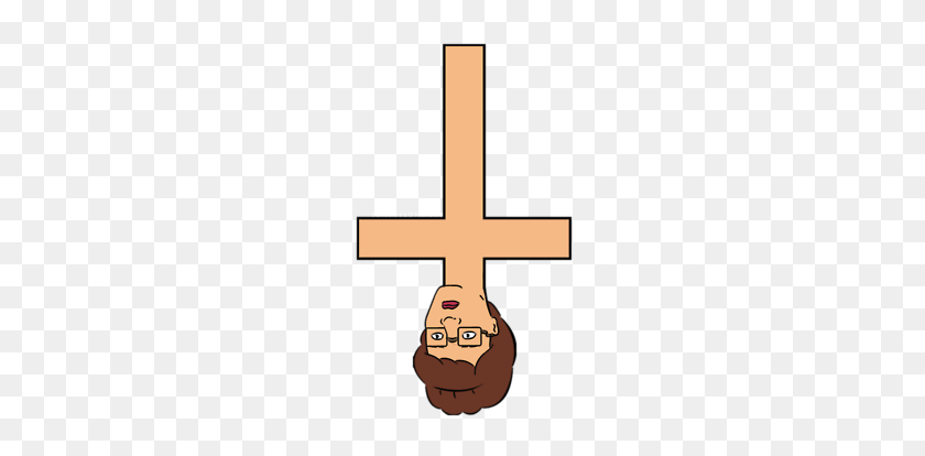 250x354 Upside Down Cross With Peggy Hill's Face On It - Upside Down Cross PNG
