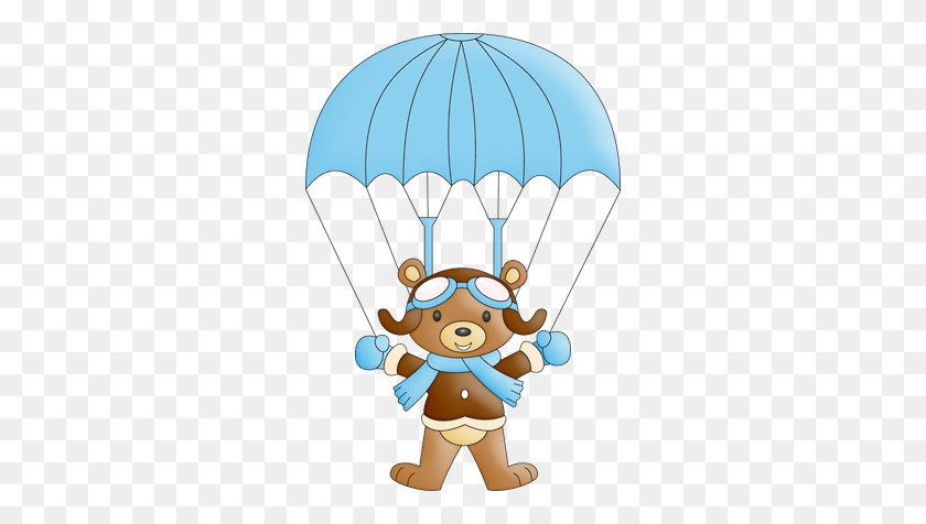 286x416 Ursinho Aviador Bear In Parachute Clipart Free Bulletin Boards - Parachute Clipart