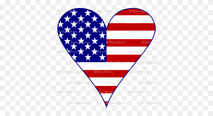 400x400 Bandera De Estados Unidos Corazón Funky Azul Con Borde De Papel Tapiz - Bandera Americana De La Frontera De Imágenes Prediseñadas