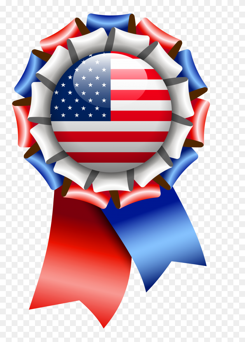 4323x6180 Usa Flag Rosette Ribbon Png Clipart - American Flag Clip Art PNG