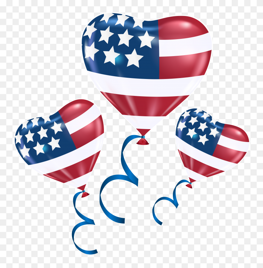 7849x8000 Usa Heart Balloons Png Clip Art - Free Clipart 4th Of July Borders