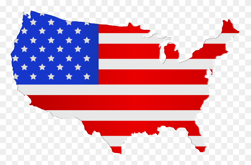 8000x5070 Usa Map Flag Png Clip Art - Us Map Clipart