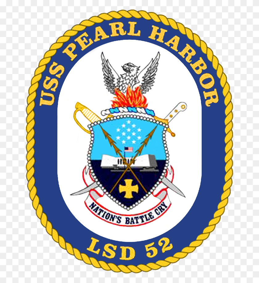 674x858 Uss Pearl Harbor Lsd Crest - Perla Png