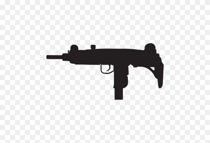 512x512 Пистолет-Пулемет Узи Серый Силуэт - Пистолет Png Прозрачный
