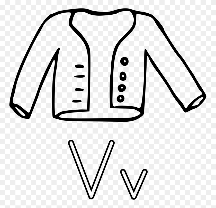 771x750 V Is For Vest Gilets Drawing Coloring Book - Vest Clipart Black And White