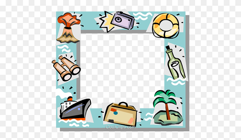480x427 Vacation Themed Frame Royalty Free Vector Clip Art Illustration - Vacation PNG