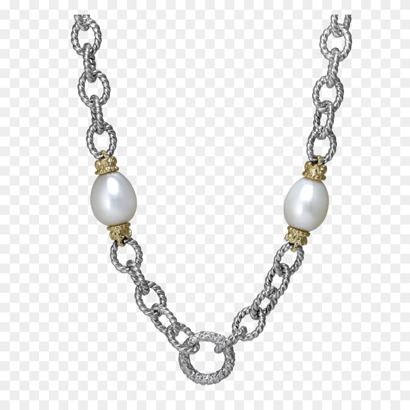 1500x1500 Vahan Sterling Silver And Yellow Cultured Pearl Circle Chain - Silver Chain PNG