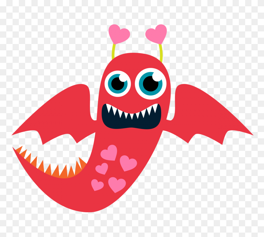 1200x1068 Valentine Clip Art - Cute Monster Clipart