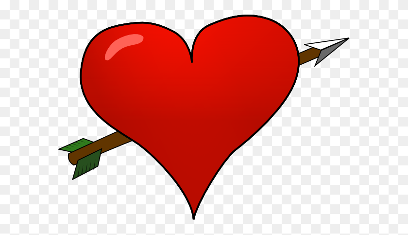 600x423 Valentine Heart Arrow Clip Art - Heart And Arrow Clipart
