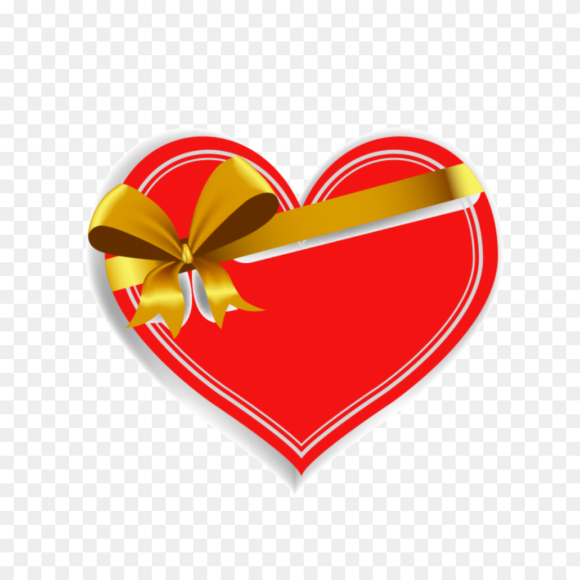 900x900 Valentine Heart Png Image Transparent Background With Ribbon - Ribbon PNG Transparent