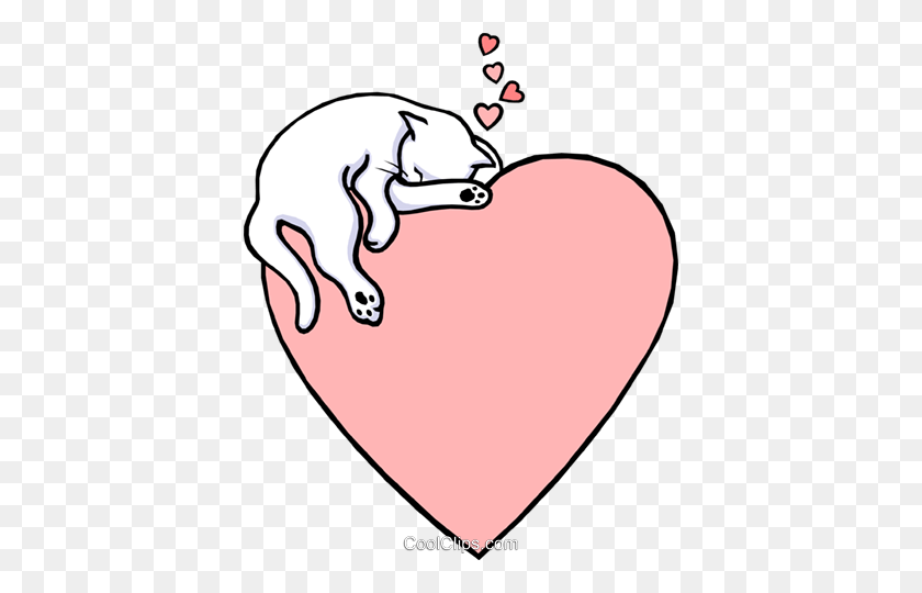 396x480 Valentine Heart With Cat Royalty Free Vector Clip Art Illustration - Cat Heart Clipart