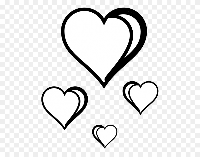 500x600 Valentine Hearts Black And White Clip Art - Clipart Valentines Hearts