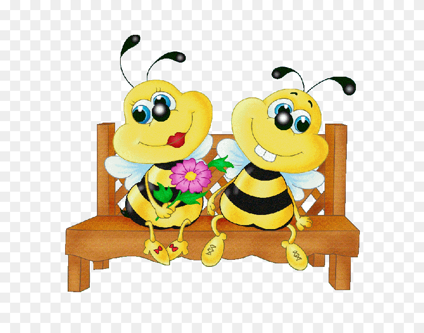 600x600 Valentine Love Bees - Bee Flying Clipart