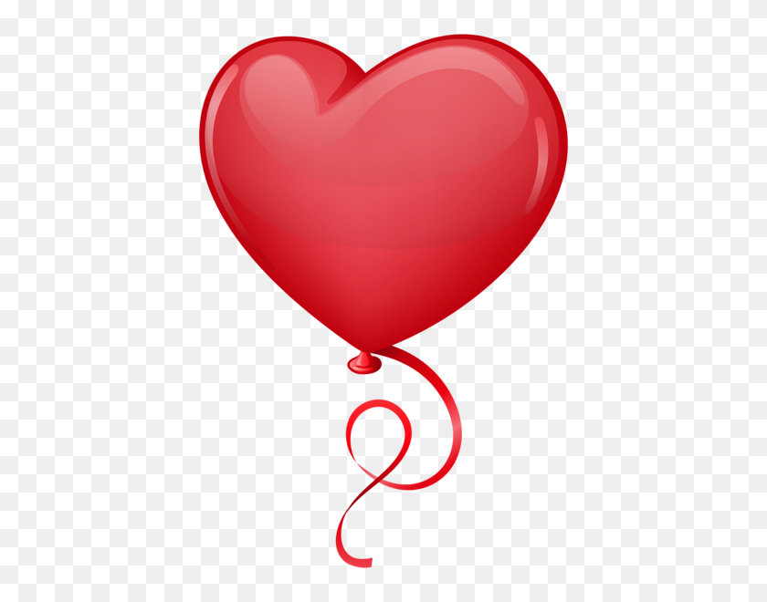 414x600 Valentines Clip Heart, Heart - Red Balloon PNG
