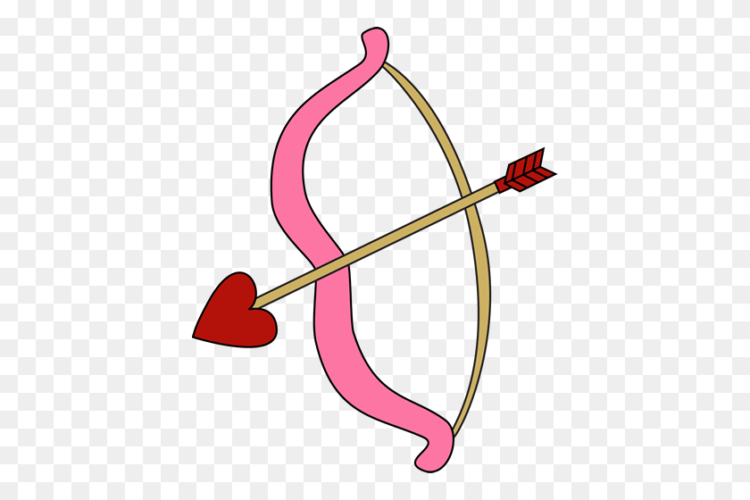 410x500 Valentine's Day Bow And Arrow Clip Art - Pink Bow Clipart