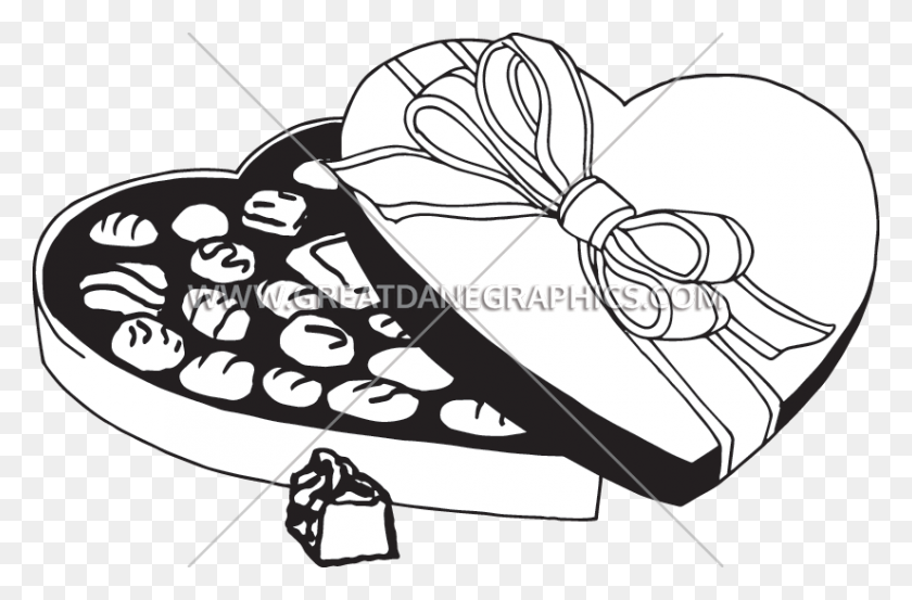825x522 Ilustraciones Listas Para La Producción De Chocolates Del Día De San Valentín Para Camiseta - Imágenes Prediseñadas En Blanco Y Negro Del Día De San Valentín