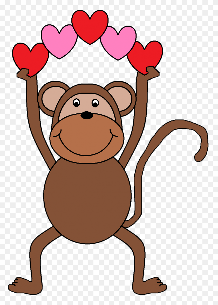 952x1361 Valentine's Day Clipart Monkey - Cute Valentine Clipart